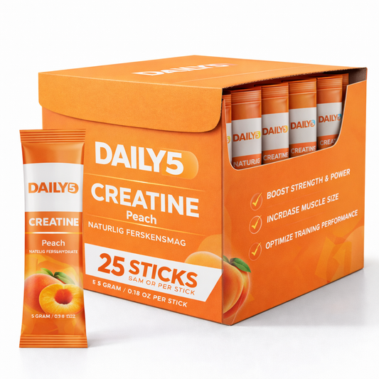 Produkt billede: Daily5 Creatin peach i kasse